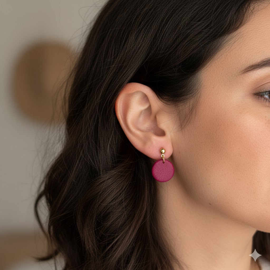 Burgundy small drop earrings