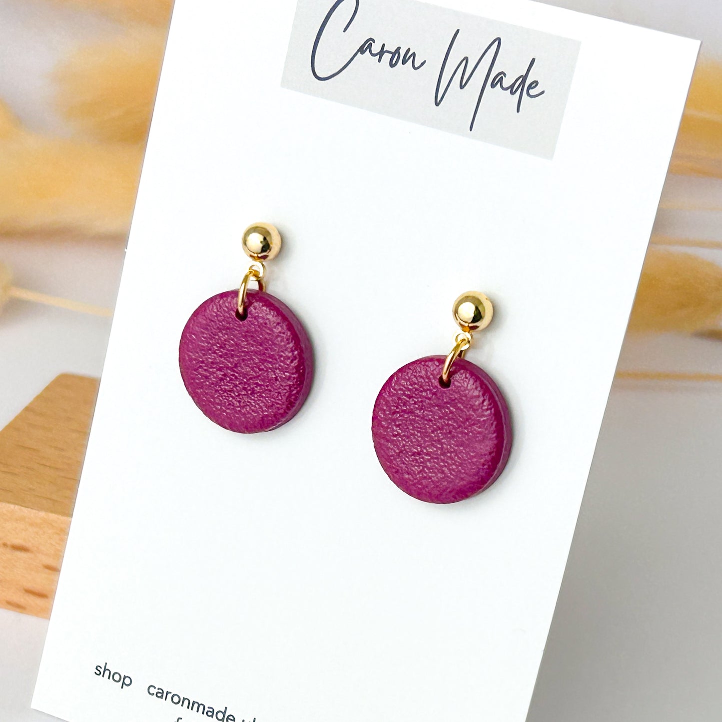 Burgundy small drop earrings
