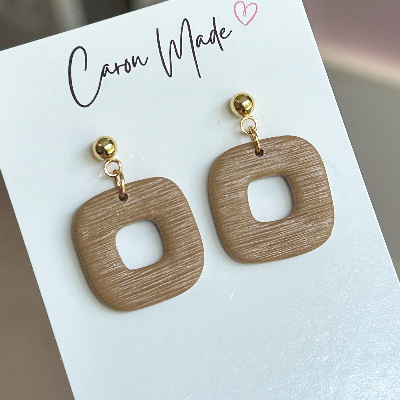 Light brown textured earrings