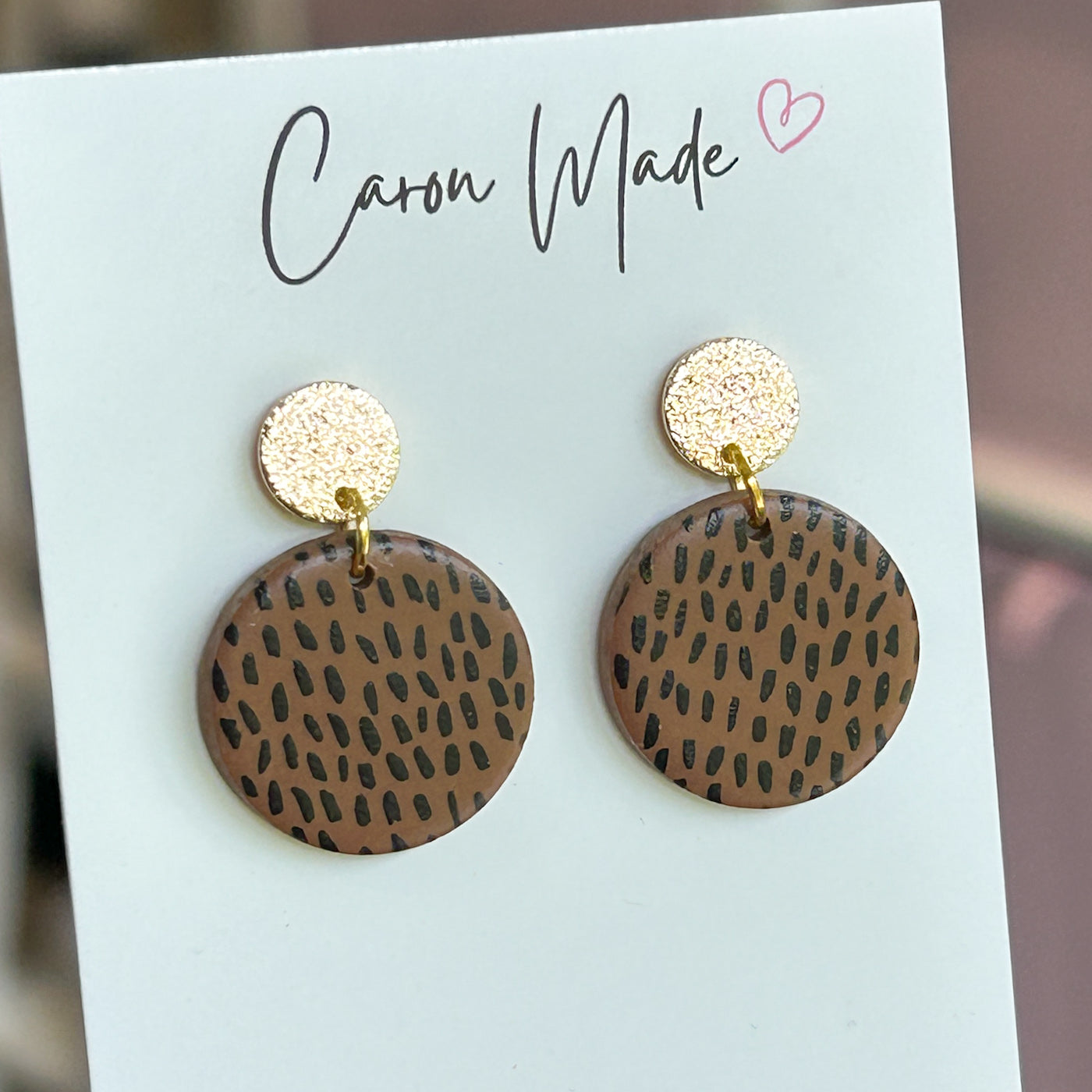 Caramel brown speckled earrings
