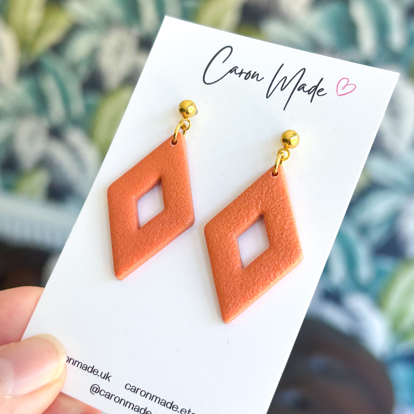 Dark orange geometric shape earrings