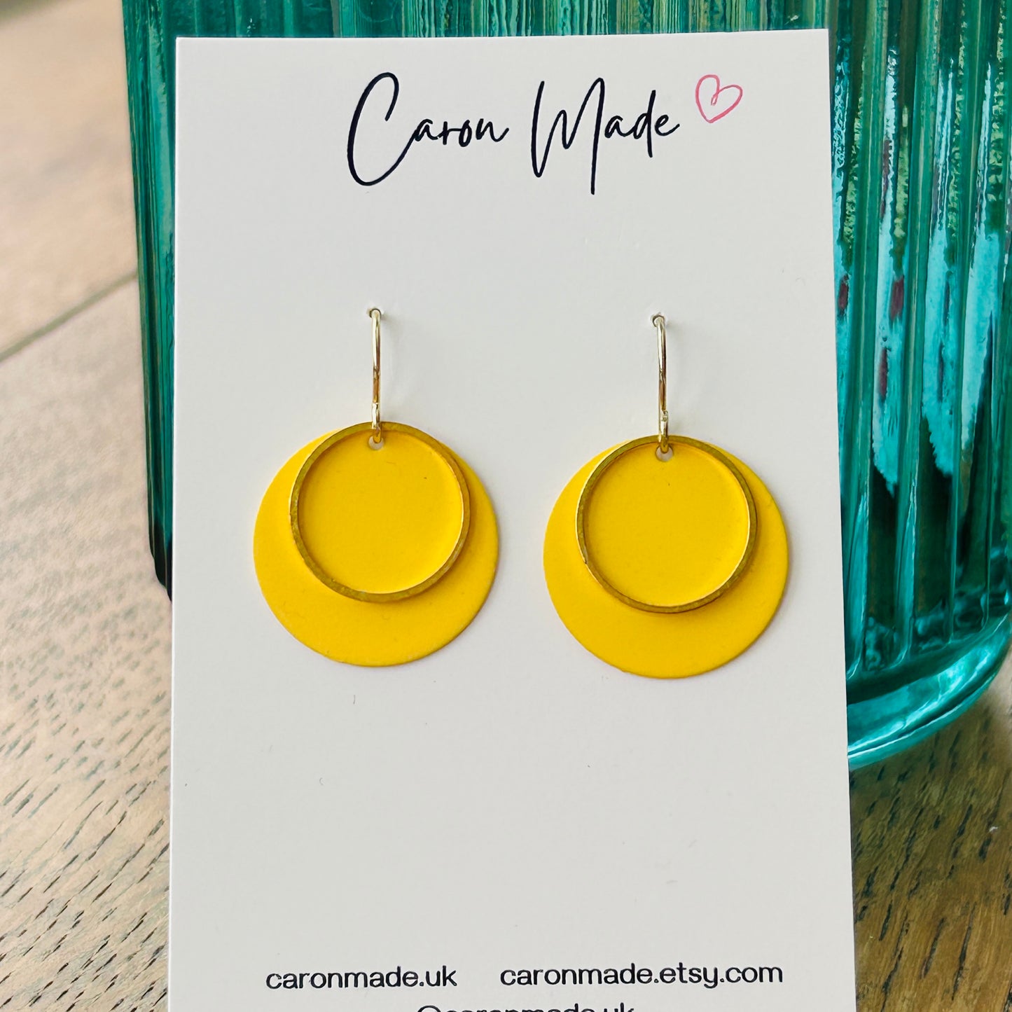 Yellow and gold circle earrings