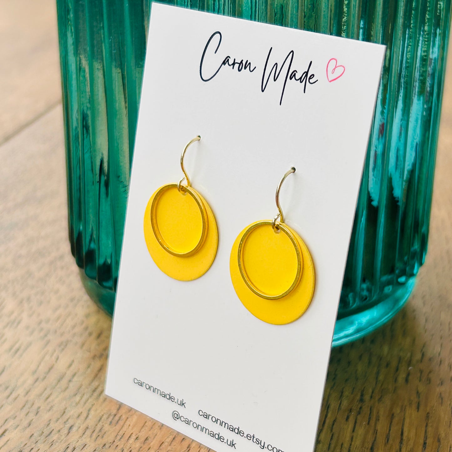 Yellow and gold circle earrings