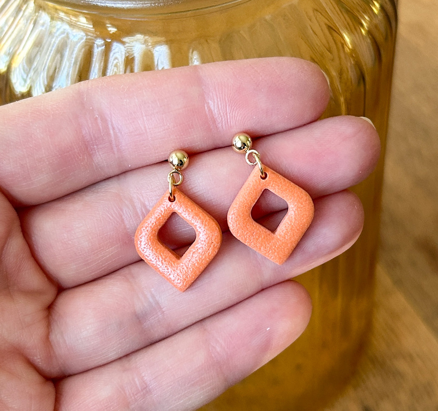 Burnt orange small drop earrings moroccan style