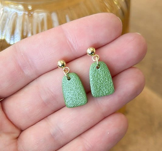 Olive green mini drop earrings