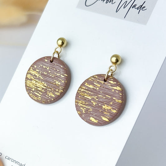 Light brown and gold textured earrings