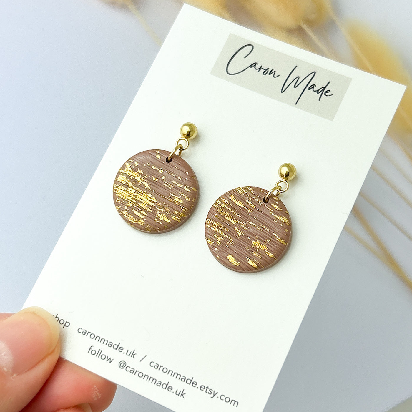 Light brown and gold textured earrings