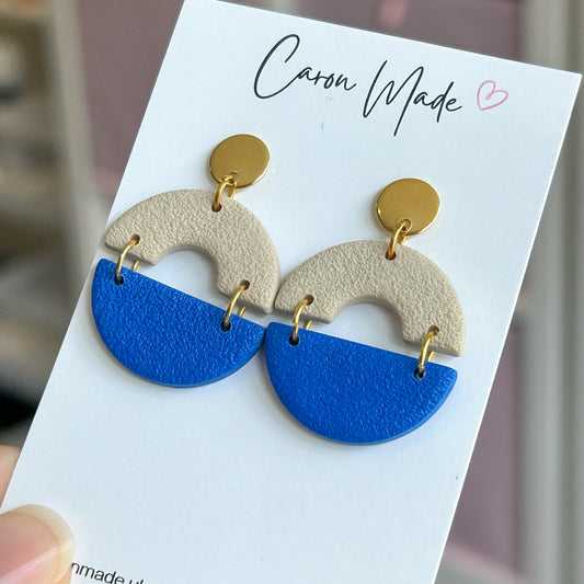Blue and beige earrings