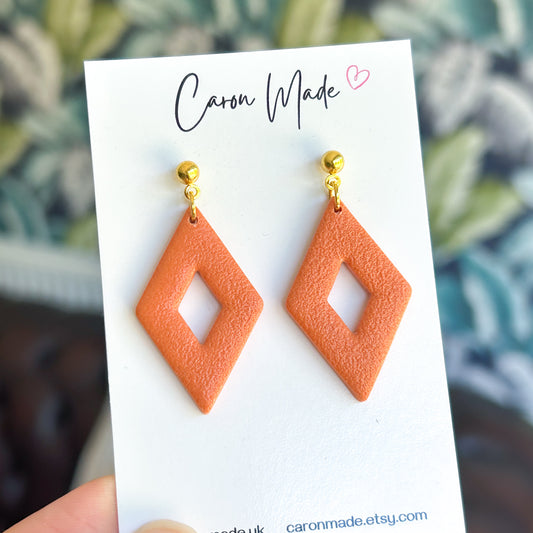 Dark orange geometric shape earrings
