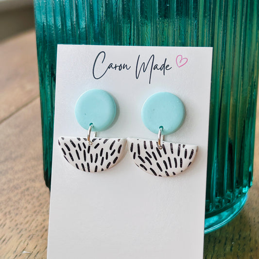 Mint green semi circle earrings