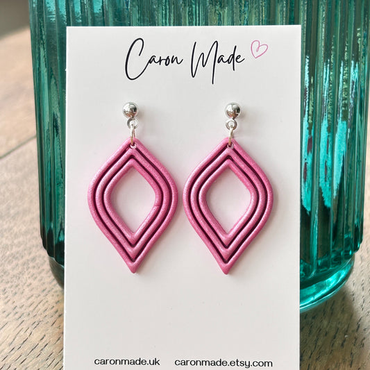 Pink and silver dangle earrings