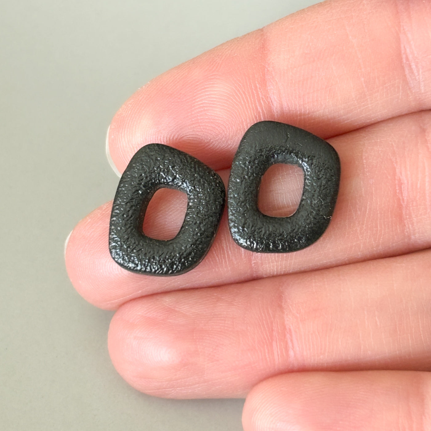 Black minimalist organic donut earrings